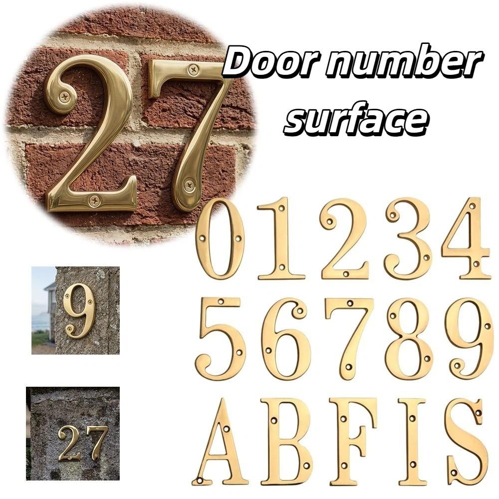 Solid Brass Brass House Number 4 Inch Modern Outdoor House Number 10mm Size Weatherproof Mailbox Address Sign Mailbox