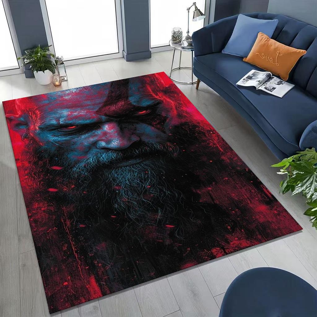 Classics God of War Kratos 3A Game Gamer Rug for Bedroom Living Room Sofa Home Doormat Decor, Large Kids Play Non-slip Floor Mat