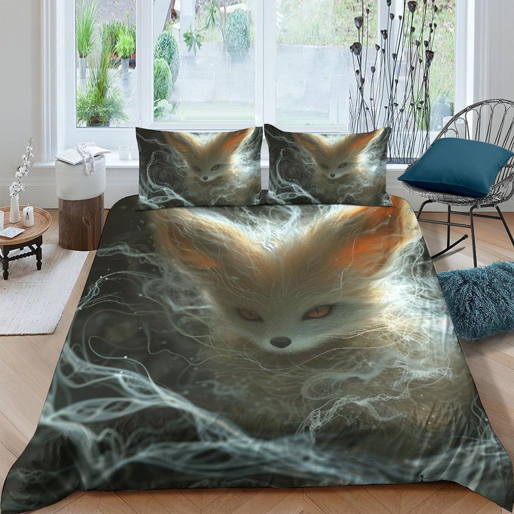 Fox Printed Soft Duvet Cover Comfortable Quilt Cover Beding Set Warm Comforter Covers for Childrens Children Kids plus Adult Peoples Warm Soft