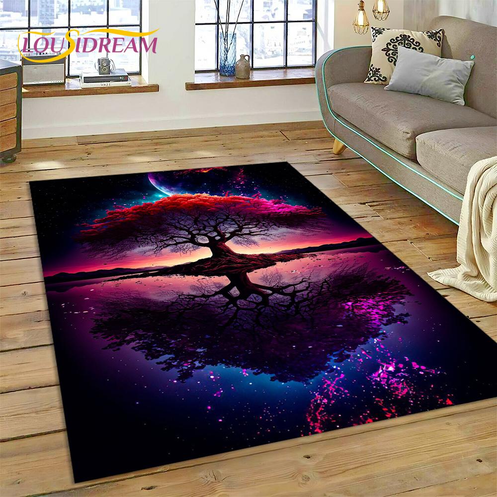3D Tree of Life Nature Viking Yggdrasil Norse Rug Carpet for Living Room Bedroom Decor,Non-slip Decoration for Sofa Doormat Gift
