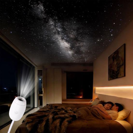 2-in-1 Projector Lamp Starry Sky Night Light with Glass Lens USB Star Light Relaxing Ambient Lighting for Bedroom Camping Car