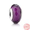 S925 Sterling Silver Purple Daisy Murano Beaded Night Sky Star Dangle Charm Fits Fashion Bracelet Diy Luxury Silver Girl Jewelry