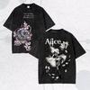 Alice Madness Returns Washed T Shirt Couples Plus Size Unisex Personality Clothes Year Round Clothing Daily Wear Cool Top