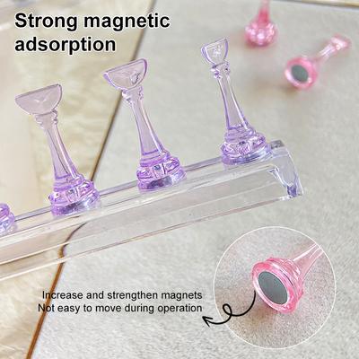 1 Stück Acryl-Nagelständer Tipps Halter Schachförmig Fingernagel DIY Magnetisch Training Übung Display Maniküre Nagelwerkzeug Für Salon