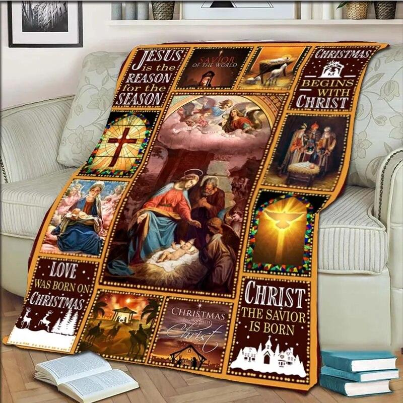 Virgin Mary and Jesus Blanket Office Home Hiking Picnic Thick Quilt Fashionable Bedspread Flannel Blanket Throw Blanket