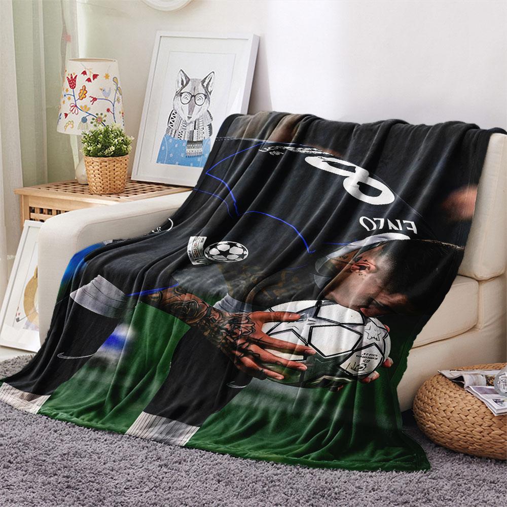 Enzo Printed Flannel Blanket, soft throw for bedroom sofa, washable, fan merchandise, great gift.