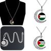 Palestine Gaza Women Flag Alloy Pendant Necklace Hollow Moon Accessory Sweater