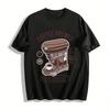 Vintage Coffee Machine Print Tshirt For Coffee Lovers Casual Top Pure Cotton T-shirt