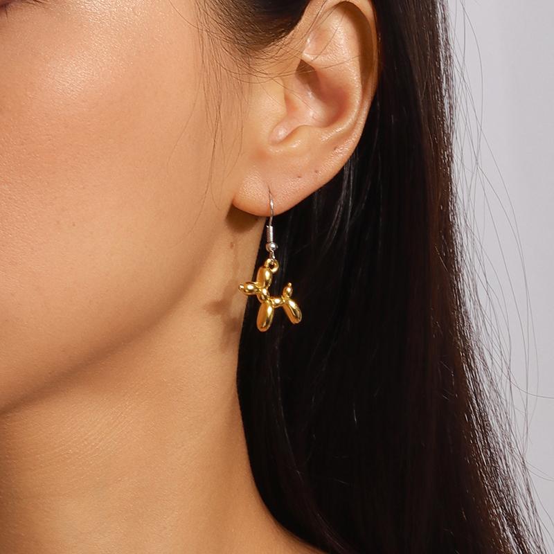 Trendy Colorful Balloon Dog Pendant Earrings for Women Creative Cute Puppy Dangling Earrings Fashion Jewelry Accessories Gift