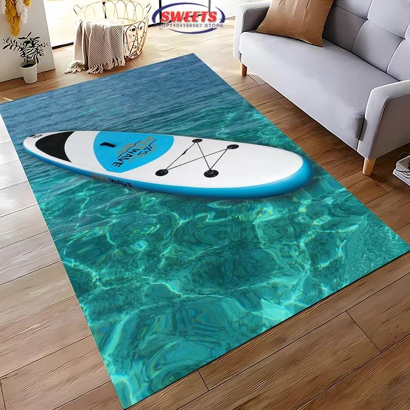 Fashion Sports Theme Carpet, Surfboard Rug for Home Living Room, Children's Bedroom Mat, Sofa Doormat Floor Anti-slip Decor Rug
