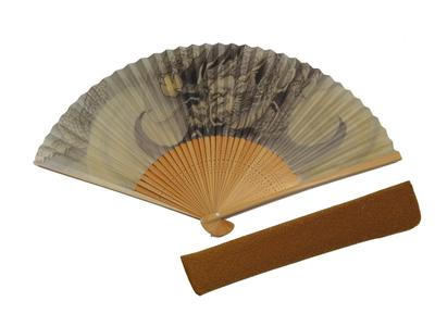 Men's Folding Fan, Auspicious Dragon Design, Made by Kyoto Artisans, Comes with Fan Bag and Paper Box