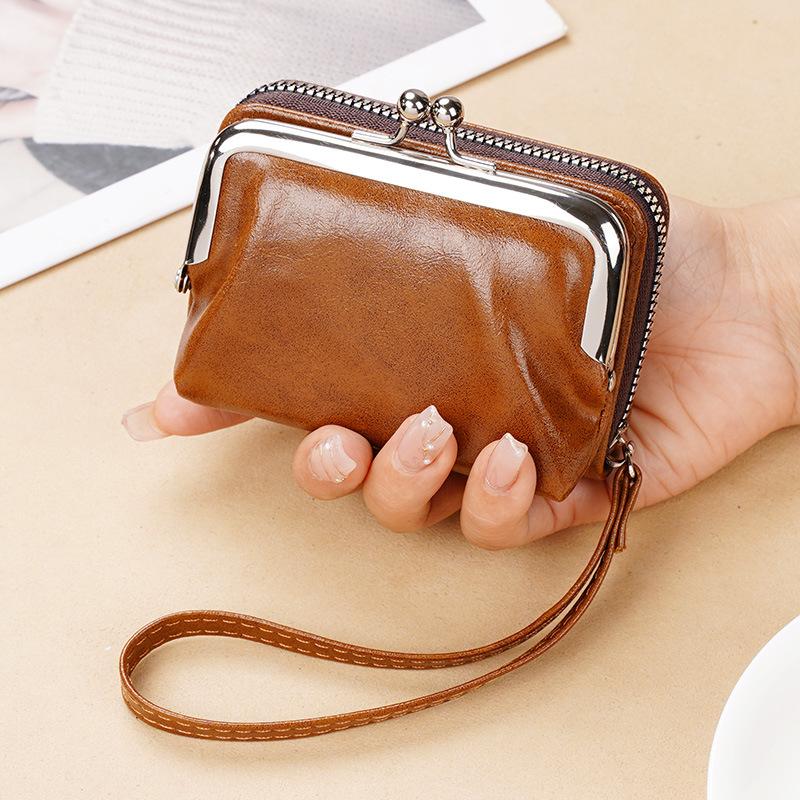 Coin Card Bag Ladies Buckle Coin Purse 4 Inch Zipper Clip Bag Clutch CLE