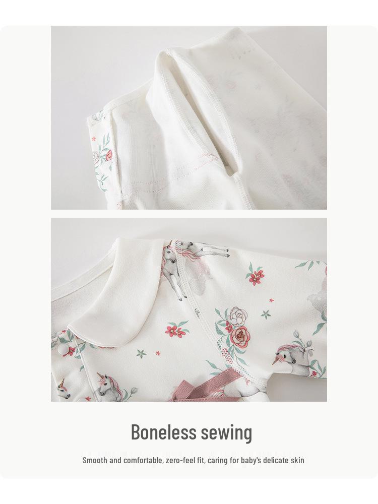 Pure Cotton Newborn Baby Girl Onesie - Spring & Autumn Triangle Bodysuit