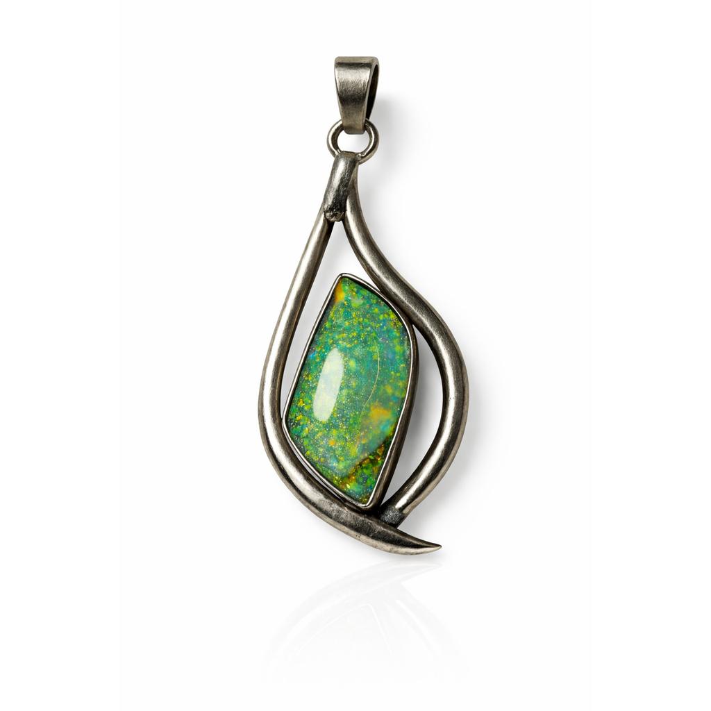 Natural Opal Pendant Australian 39.75 ct 925 Sterling Silver Fancy October Birthday Birthstone