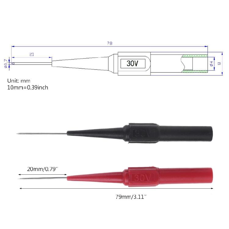 T0161 4 Pairs Power Circuit Probe , Automotive Circuit Tester (Red/Black) 4 Mm