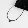 Heart Necklace Vivid Adjustable Length Silver Black Beads