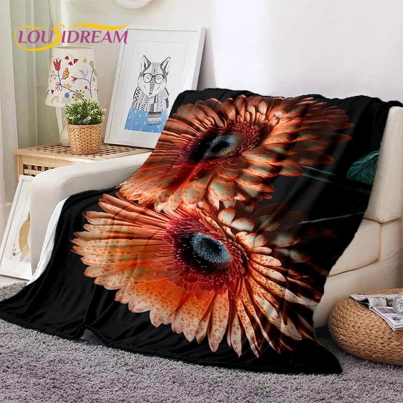 Traum Sonnenblumen Nordische Gänseblümchen Weiche Decken, Warmhaltende Überwurfdecke Bequeme Decke für Picknick Betten Sofa Zuhause Schlafzimmer Geschenk