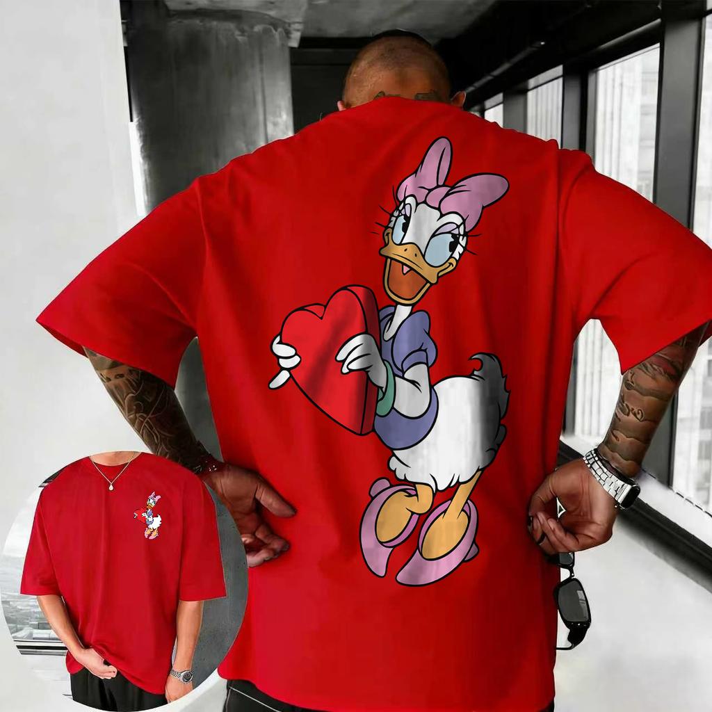 2026 Summer Disney Daisy Tshirt Mens Street Fashion 100 Pure Cotton Shortsleeved Casual Loose Breathable Top