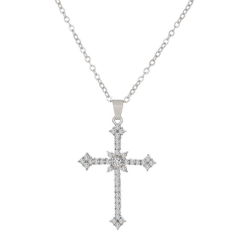Europeiska och amerikanska Star Cross Hänge Halsband Ljus Lyx Nisch för kvinnor High-End Kall stil Texturerad Zirkon Flash Diamant nyckelbenskedja
