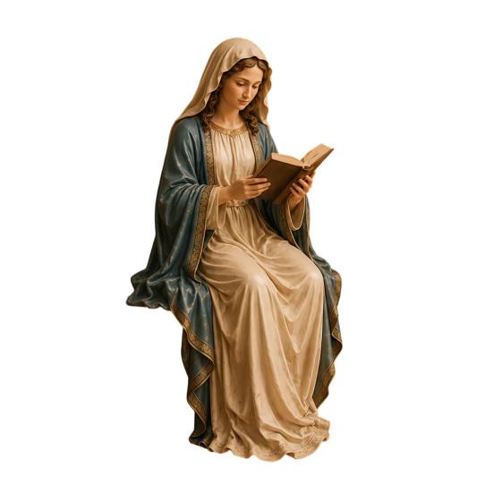 Huaqianguhh Reading Virgin Mary Figurine for Bookshelf, Resin Jesus Statue Shelf Sitter, Decorative Sculpture Home Office, Gift Book Lovers