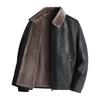 Fashion Casual Mens PU Leather Jacket Autumn Winter Thick Fleece Warm Outerwear Light Business Lapel Versatile Coat