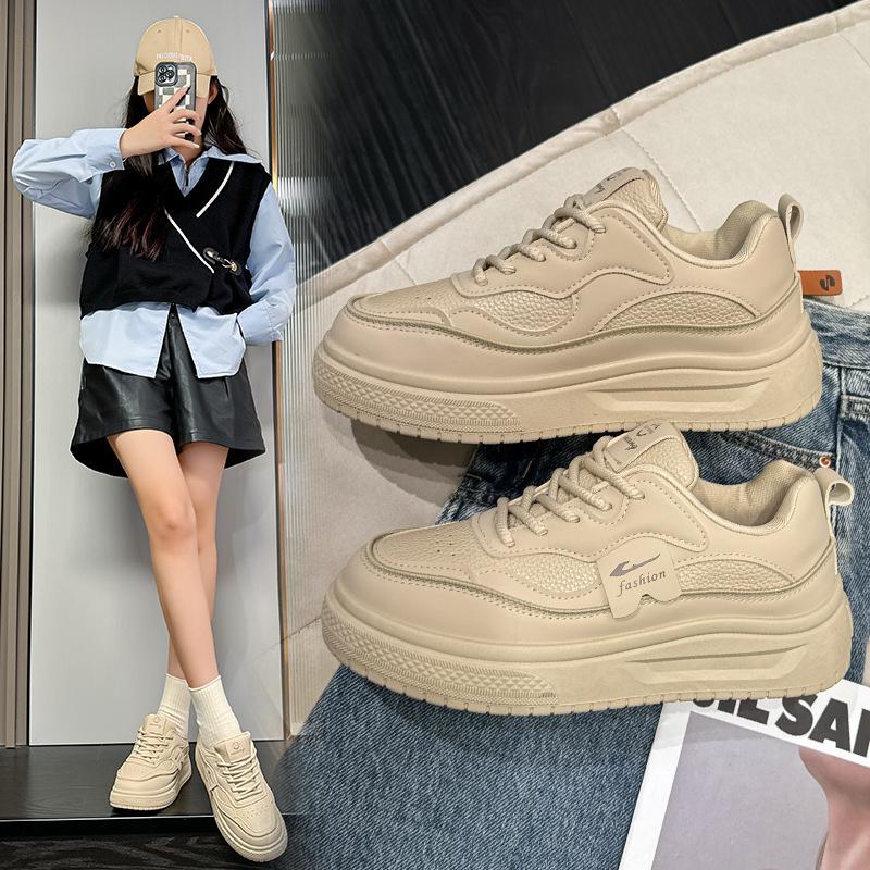 Spring and Autumn New Sports and Leisure Ins Platform Leather Single Shoes Board Shoes