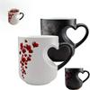 Red Hearts Pattern Color Changing Cup Heart Handle Design Thermochromic Mug  Gift Idea