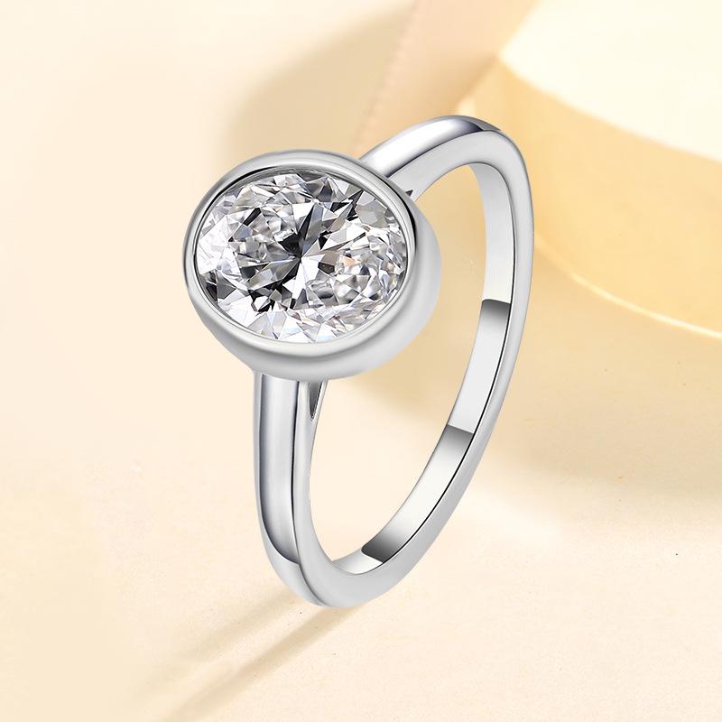 S925 Sterling Silver Moissanite Ring for Women, Irregular Egg Shape, High-End Design