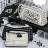 Cute Plaid Cat Pencil Case for Kids Boy Girl Cartoon Large Capacity Multi-Layer School Stationery Bag Students Supplies Gift