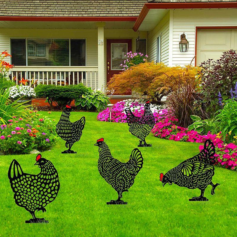 Statues Chicken Art Backyard Lawn Stakes Hen Yard Decor Garden Decor Ornament