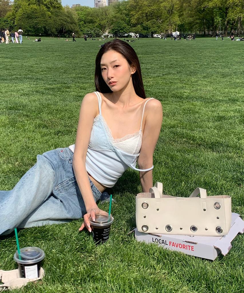 Heeari Haze Eyelet Leather Mini Bag_Ivory