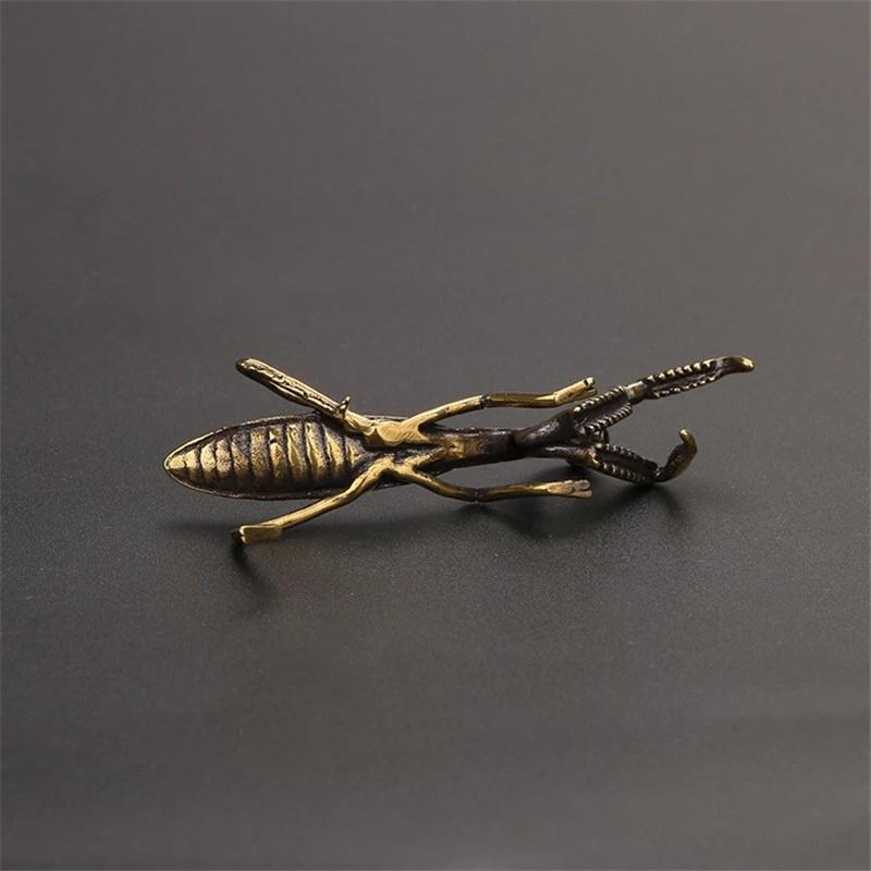Retro Praying Mantis Small Bronze Ornament, Tea Pet, Tea Play, Insect Art, Desktop Mini Decoration
