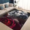 3D Dead Gothic Skull Face Rose Woman Horrible Cartoon Carpet Rug for Living Room Bedroom Home Sofa Decoration,Non-slip Floor Mat