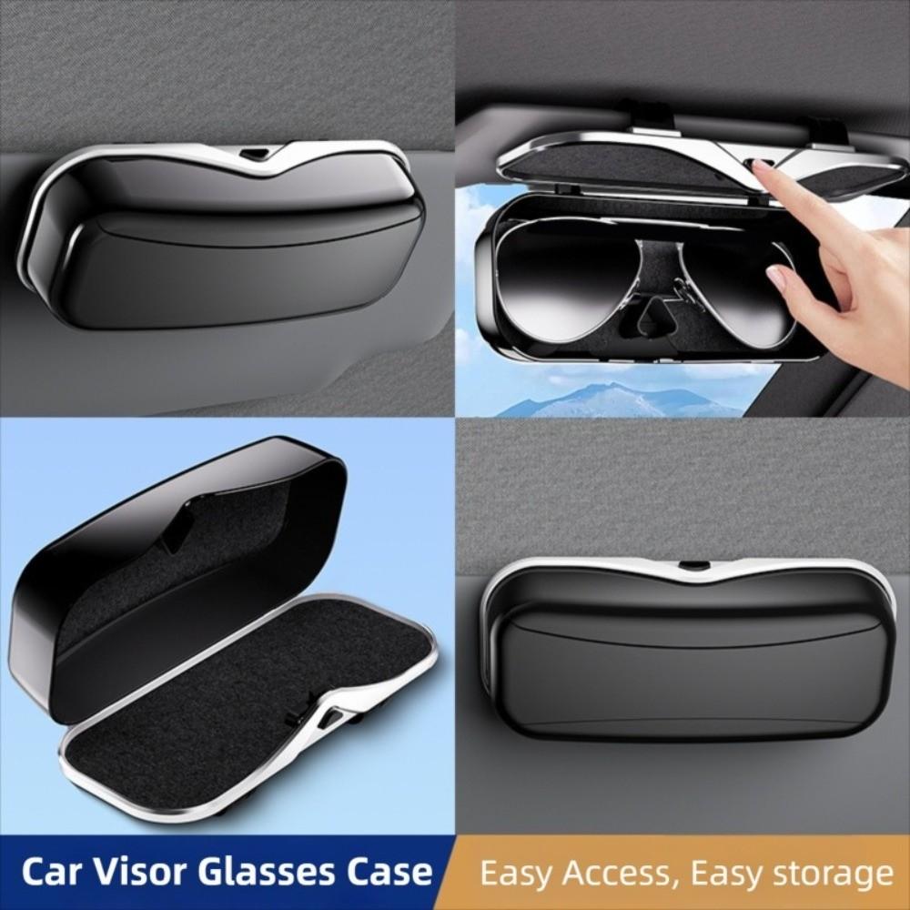Premium Car Visor Glasses Case Flocking Inner ABS Eyeglasses Protection Box Storage Stable Car Sunglasses Holder Automobile