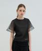 Kamino Organza Double-Layered Blouse Black