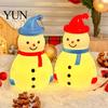Winter Festive Atmosphere Light Christmas Snowman LED Night Light, Portable Cartoon Desk Lamp with Hanging Ring for Desktop Nighttime Lighting Holiday