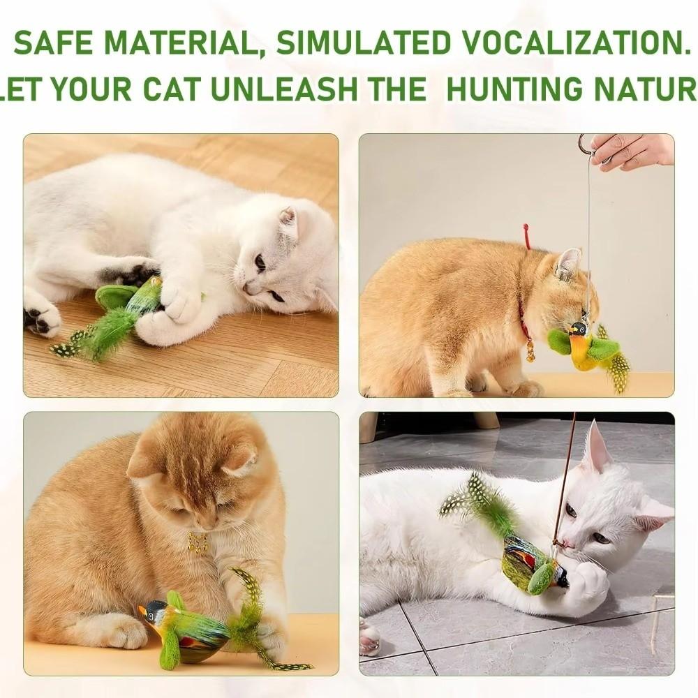 Plush Flying Bird Cat Toy Vivid Chirping Interactive Chirping Bird Cat Toy for Cat Supplies