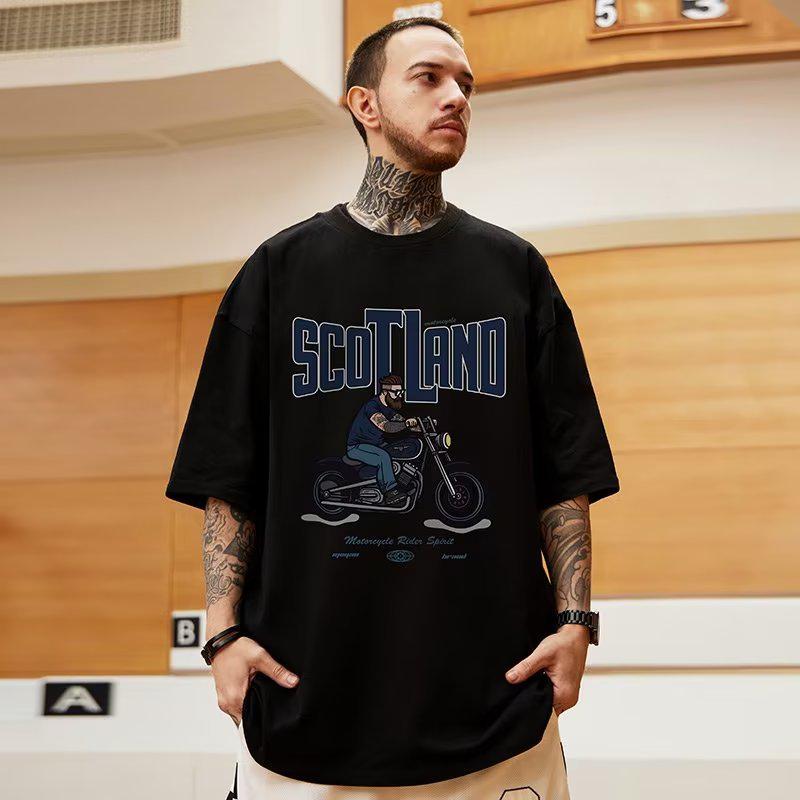 T-shirt Oversize in Puro Cotone M4 per Coppia Hip-Hop Street Dance - Manica Corta Trendy Stile Americano