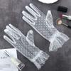 Stretchy Sheers Full Finger Lotus Leaf Korean Style Women Lace Gloves Lace Gloves Polka Dot Gloves