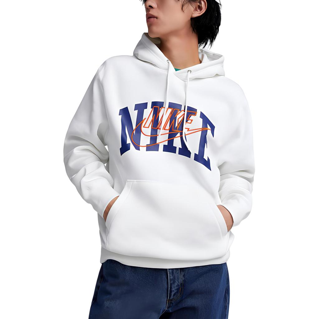 Nike Club Fleece Letter Hoodie Casual Long Sleeve Sweatshirt Men hoodies White FV4448-100