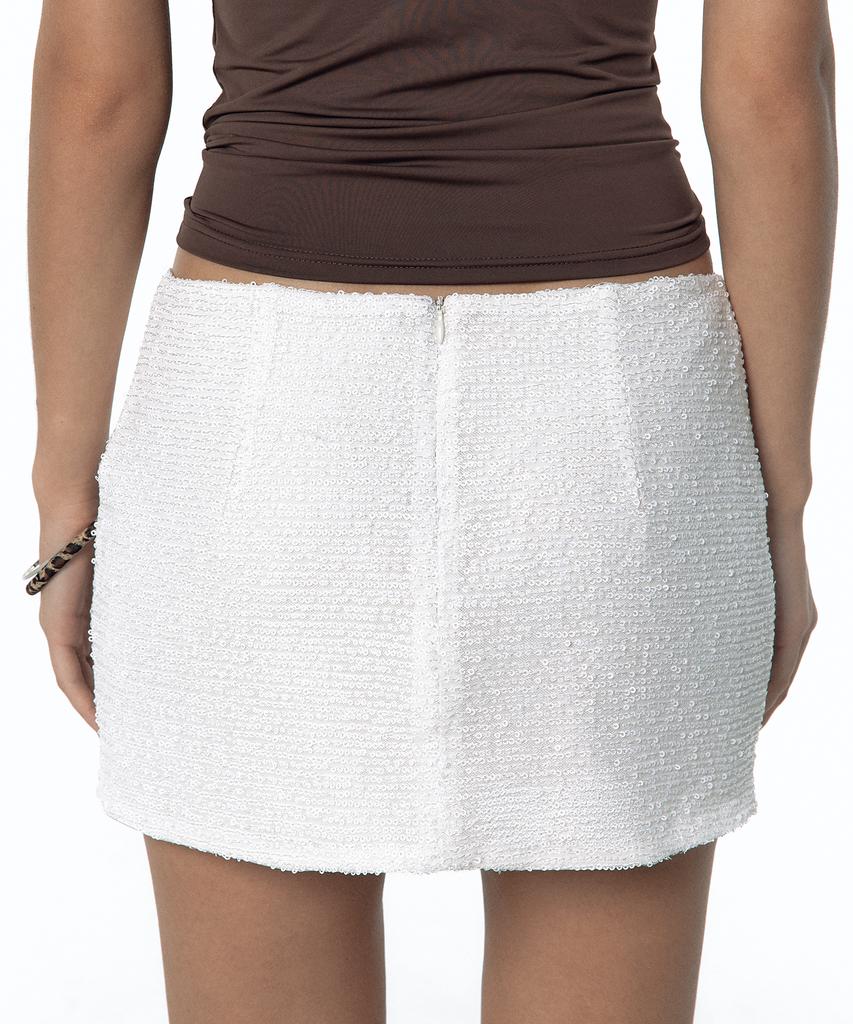 Kasiko Spangle Mini Skirt White