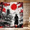 Japanese Anime Shower Curtain,Cool Watercolor Japan Cherry Blossom Floral Mountain Asian Oriental Abstract Art Shower Curtain