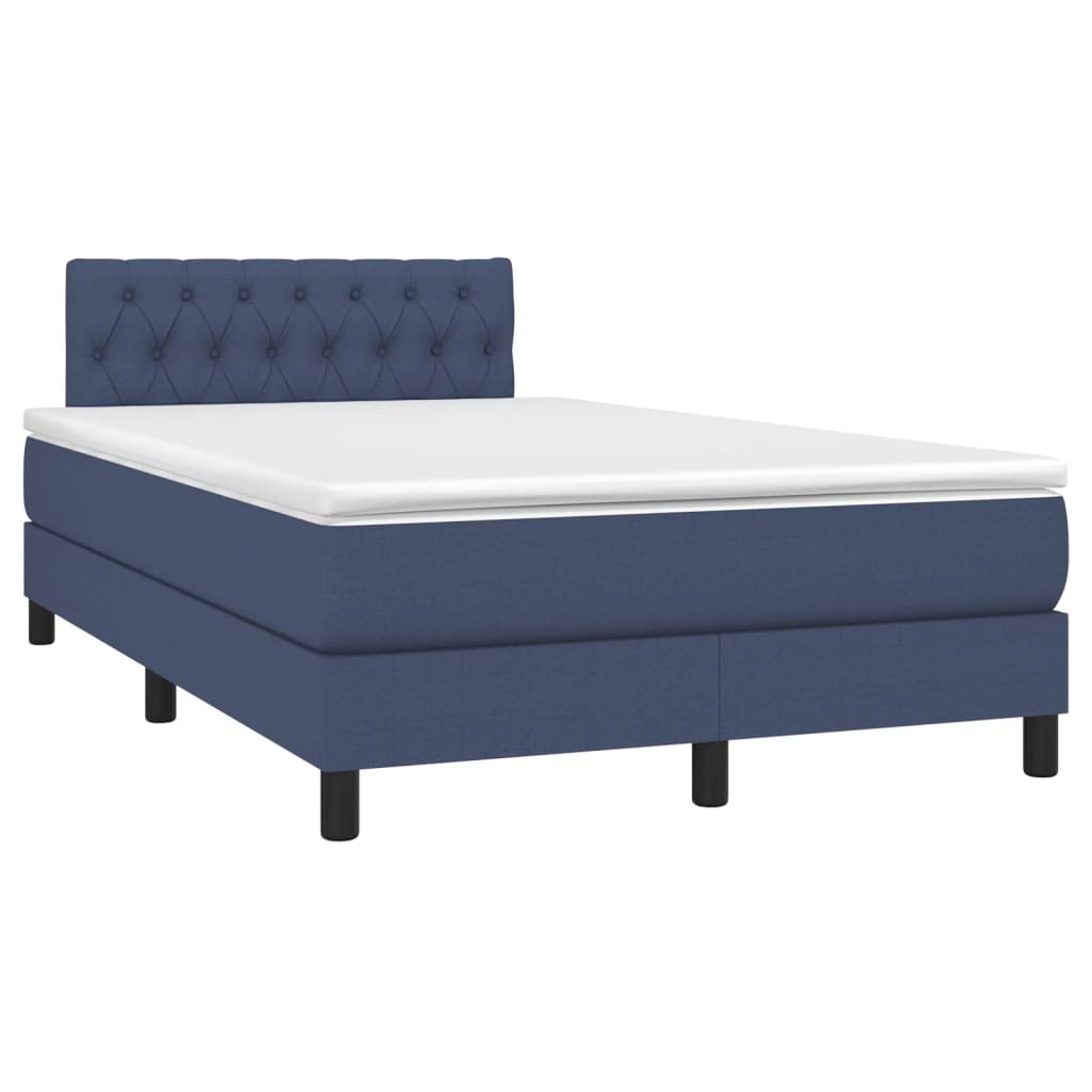 Vidaxl Continental Bed With Mattress, Blue, 120X190Cm, Fabric
