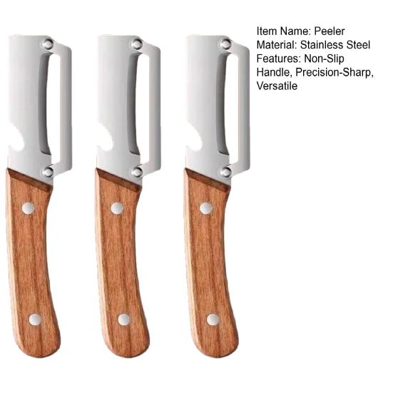 Edelstahl-Gemüseschäler mit Holzgriff Flaschenöffner Robuster ergonomischer Küchenhelfer für Kartoffeln Ananas