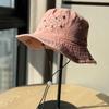 Vintage street style washed wide-brimmed sun protection embroidered fisherman hat for women, camping bucket hat, western cowboy hat