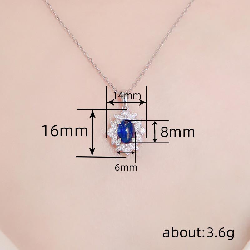Sterling Blue CZ Pendant Necklace Noble Trendy Brilliant Accessories for Women Gorgeous Wedding Engagement Jewelry