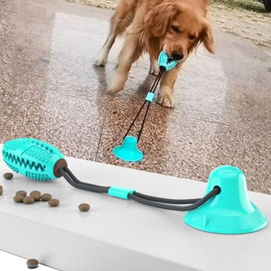 Dog Favorite Multifunction Pet Molar Bite Dog Toys Rubber Chew Ball Cleaning Teeth Safe Elasticity Soft Puppy Suction Cup Dog Biting Toy