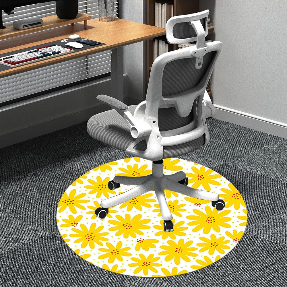 1pc Flower Pattern Office Round Area Rug, Mat Suitable For Office, Under Office Chairs Bedroom Living Room Home Decor, Room Deco