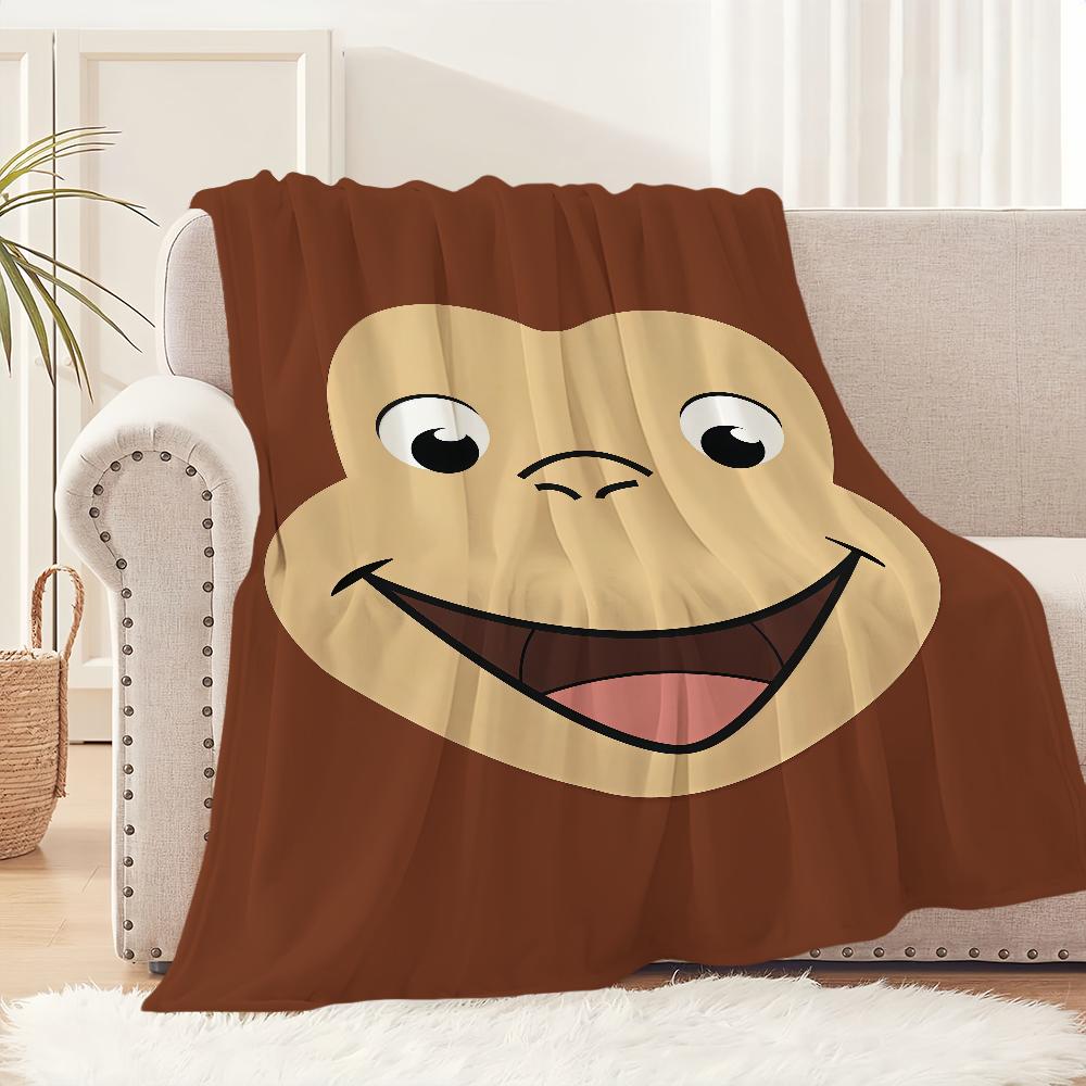 Cartoon Funny Art Monkey C-Curious G-George Flannel Warm Soft Plush Blanket for Sofa Living Room Office Bedroom Travel Gift