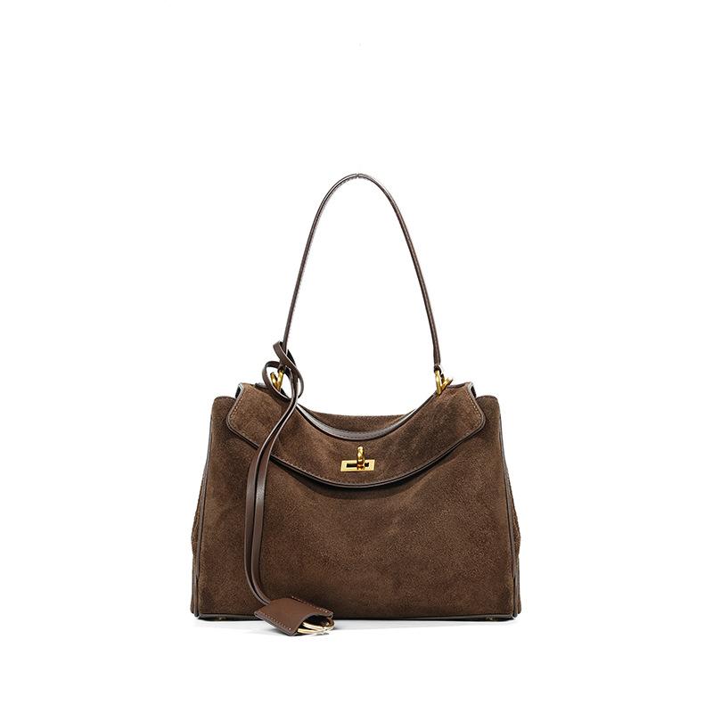 Suede Cowhide High-end Underarm Bag Women's Bag Niche, Portable New Large-capacity Women's Leather Tote Bag